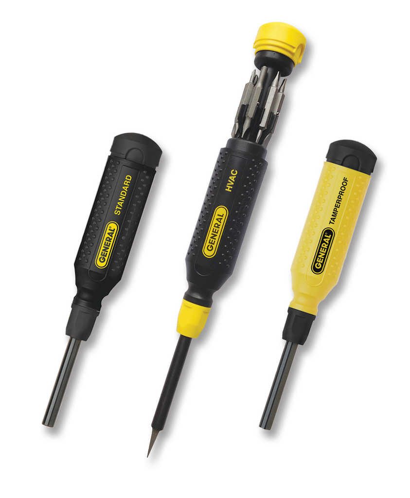 Three styles of screwdrivers