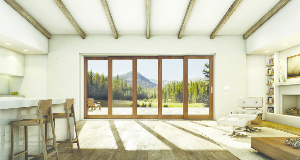 Door panels stack or tuck into walls