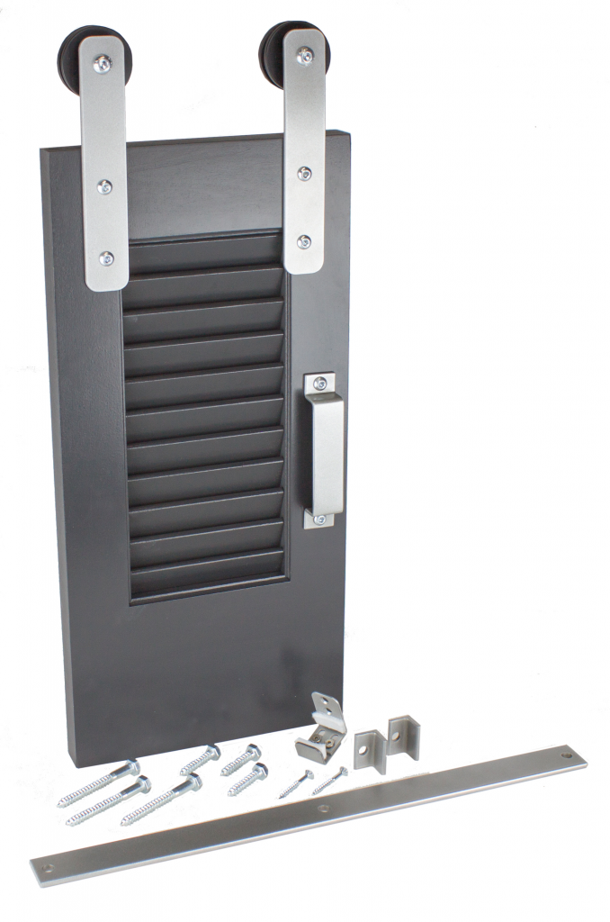 Interior barn door hardware kit
