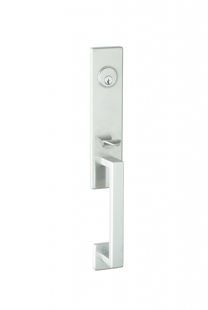 Stainless steel furthers handleset’s contemporary design