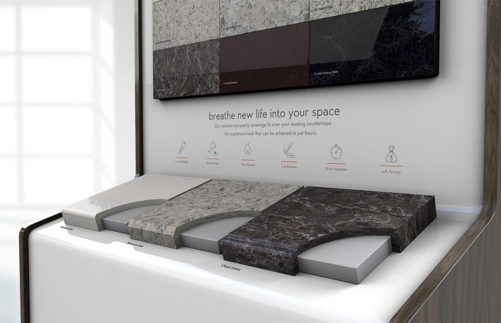 Quartz surface fits over existing surfaces
