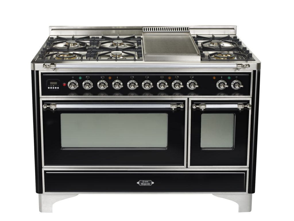 Ilve_48 gloss black griddle -2_Brass_Finish