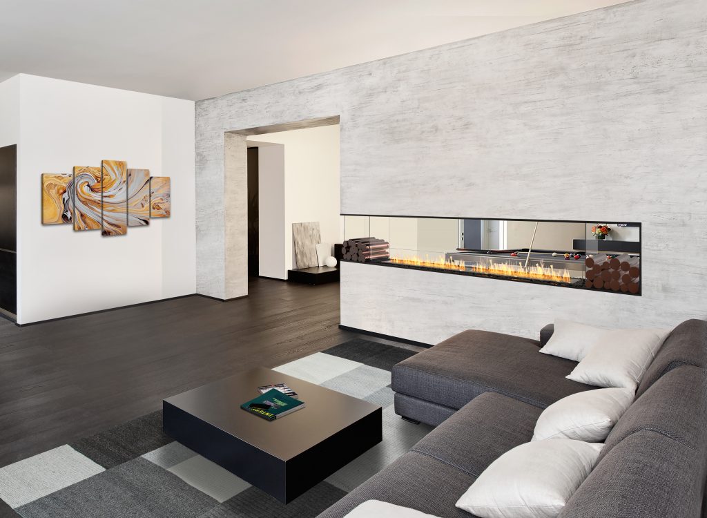 Modern minimalism style drawing-room interior in black and white tones