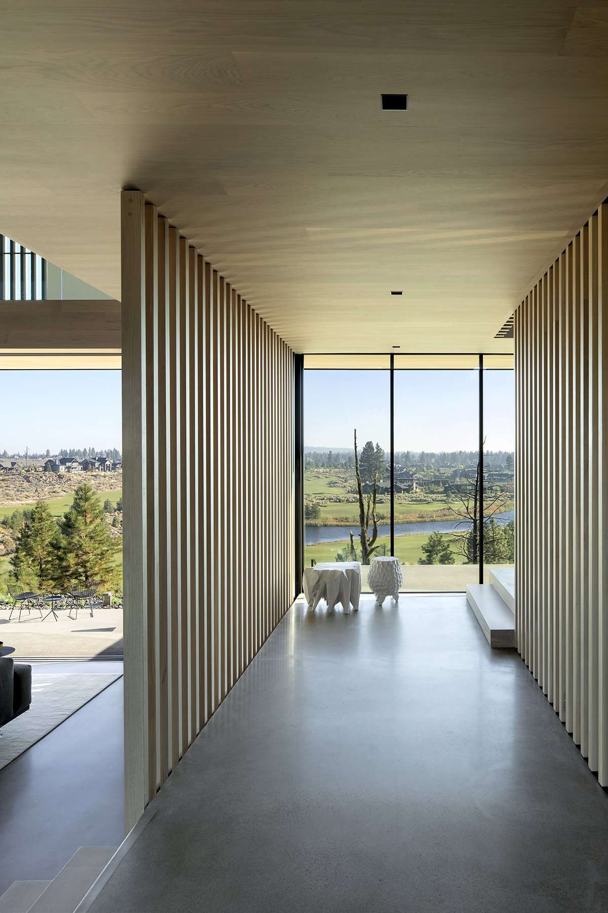 Wood clad hallway