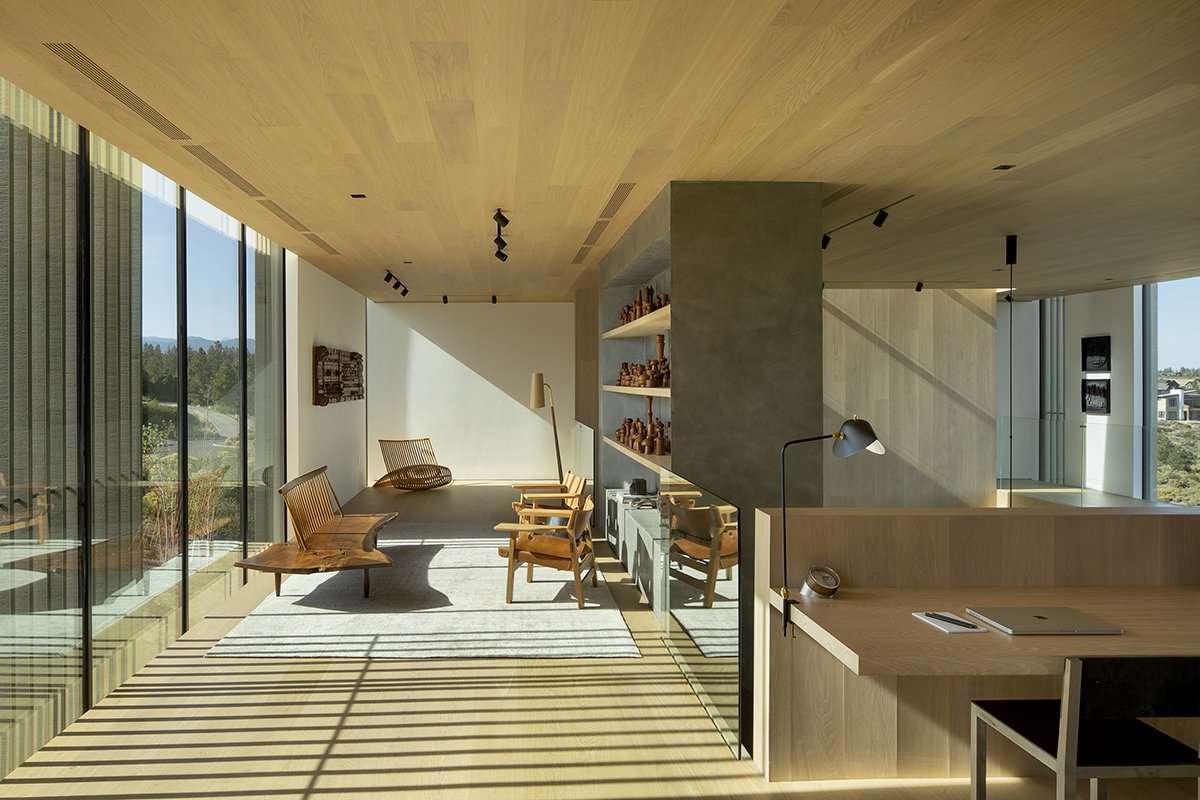 Light filtering into an open office space