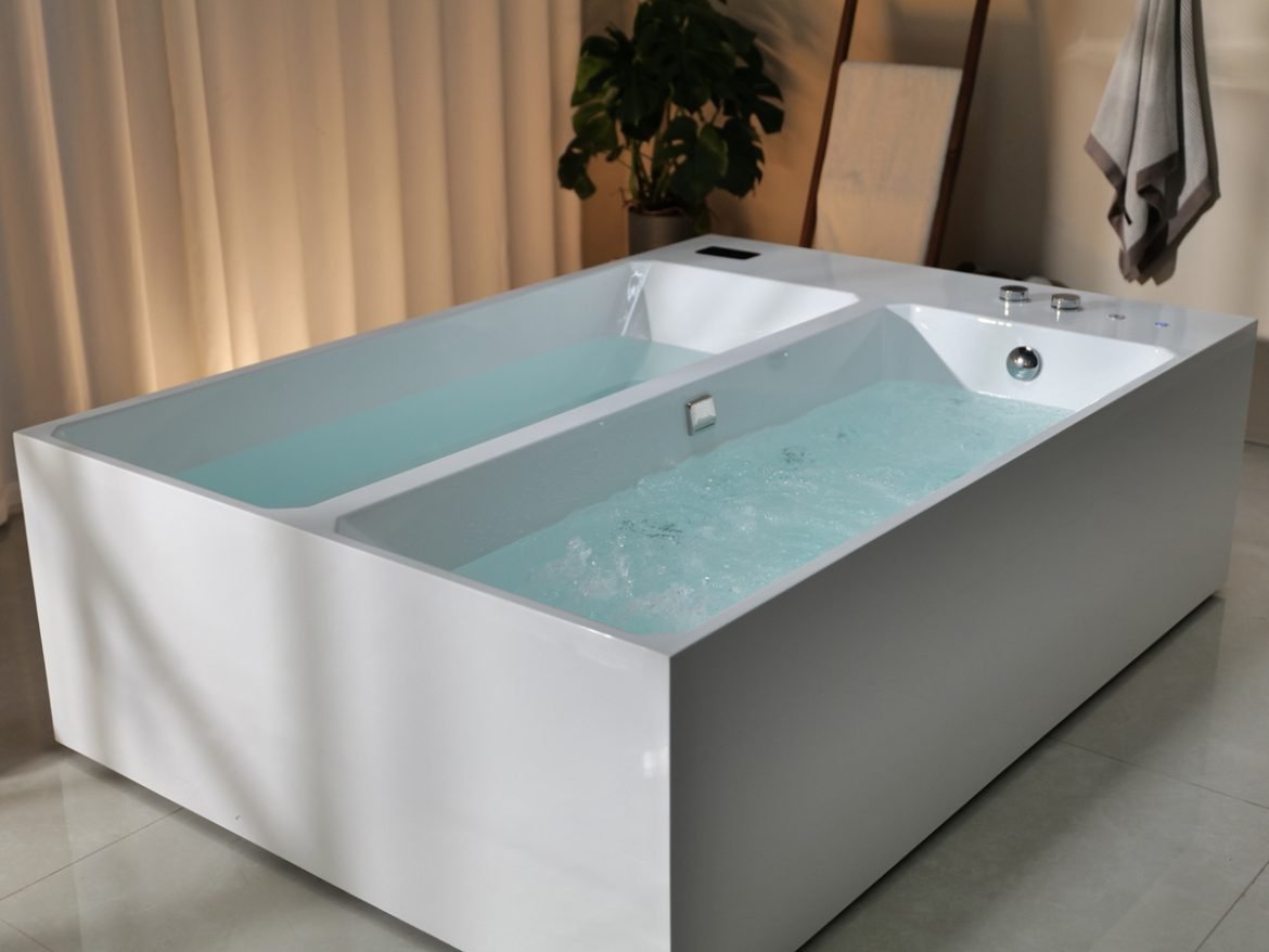 Hot and cold plunge side by side tubs