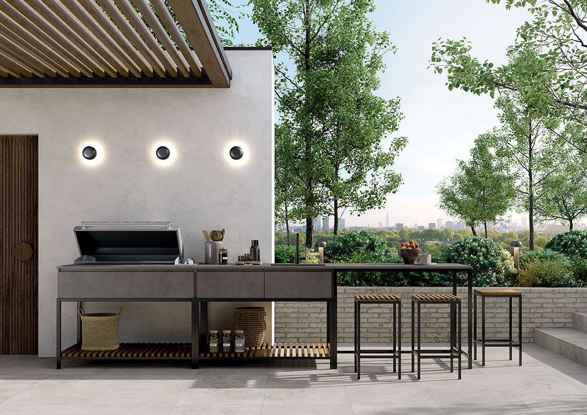 Built-in electric barbecue and griddle